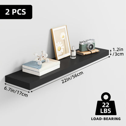 Floating Wall Shelves Set – Wooden Wall-Mounted Shelves for Living Room, Kitchen & Bathroom (2/4/6pcs, 15.7"/19.7"/22")