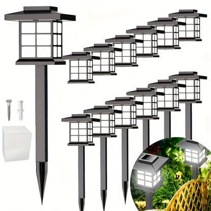 Solar Garden Lights Outdoor Waterproof Landscape Pathway Lights Solar Powered LED Stake Lights for Yard Patio Walkway Holiday Decor Warm White Colorful