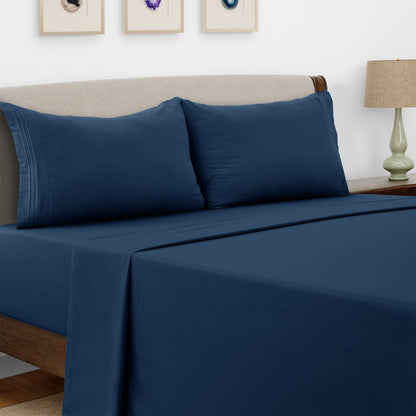 Microfiber Bed Sheet Set 4 Piece - Soft Breathable Deep Pocket 16 inch Fitted Sheet, Flat Sheet & Pillowcases, Wrinkle Fade Resistant Bedding for All Seasons Twin Twin XL Full Queen King Cal King, 24 Colors