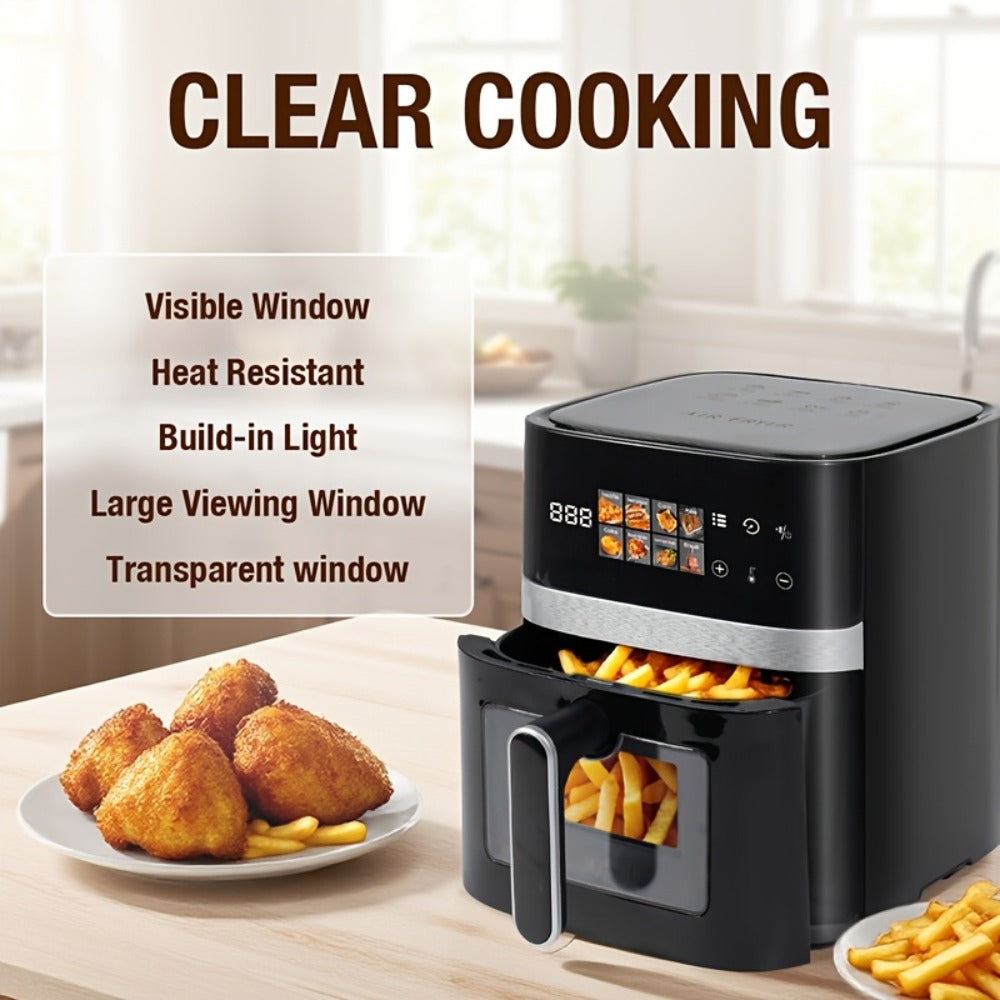 Air Fryer 5 Quart 8-in-1 Electric Hot Air Oven 1350W with LED Touchscreen & 360° Hot Air Circulation – Large Capacity Digital Air Fryer for Fry Roast Bake Grill Dehydrate, Black