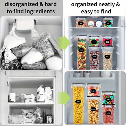 Food Storage Containers with Flip Top Lids - Airtight Plastic Jar Set for Pantry Kitchen Organization, Includes Reusable Labels and Marker, Dishwasher Safe, Available in 6, 12, 14, 20, 48 and 84 Piece Sets for Home Travel and Outdoor Use