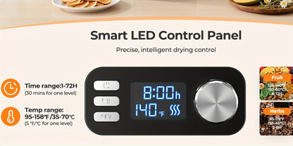 Food Dehydrator Machine 5-Tray with Adjustable Temperature Control and 72-Hour Timer - Electric Food Dryer for Jerky Fruit Herbs Dog Treats Snacks, 240W LED Display Dehydrator with Recipe Book Included