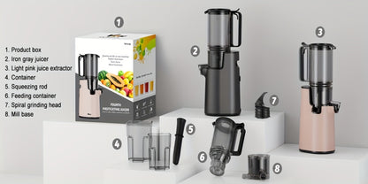 Cold Press Juicer Masticating – 350W Slow Juicer with Wide Feed Chute, 50RPM Fine Grinding, High Juice Yield, Easy to Clean, Safe Bladeless Design for Whole Fruits & Vegetables, Black & Pink