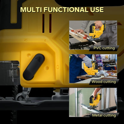 Cordless Jigsaw Compatible with DeWalt 20V Battery - Variable Speed 0-2700 RPM, 80mm Cutting Depth, LED Work Light, 0°-45° Bevel, 3 Orbital Settings for Wood Metal PVC Cutting