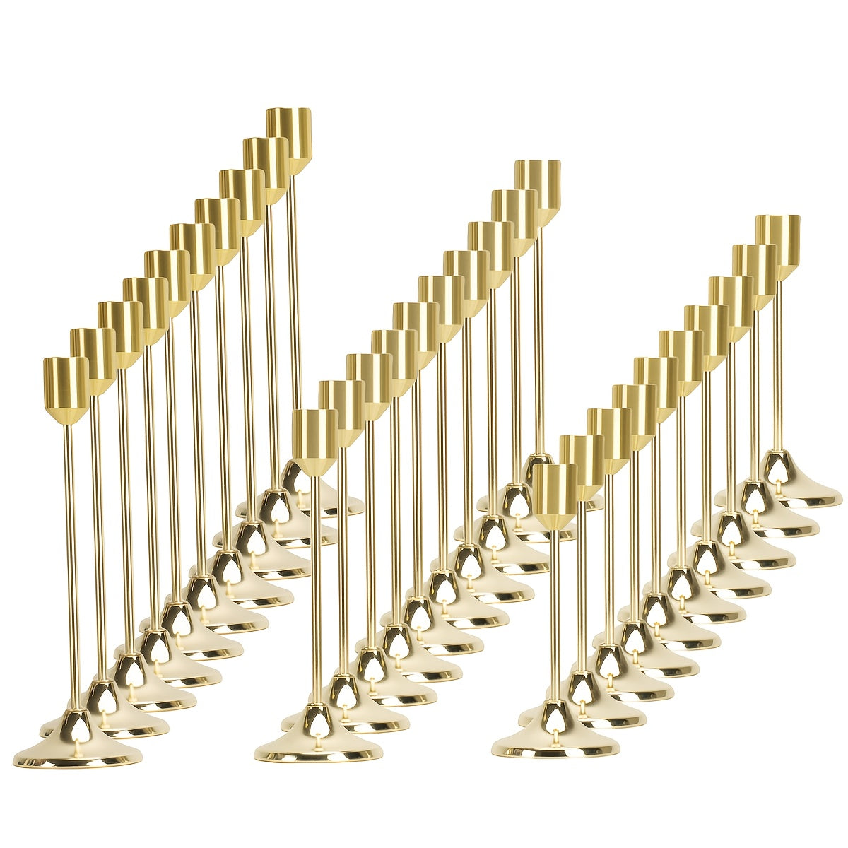 Metal Cone Candle Holders 30-Pack – Elegant Taper Candle Holder Set for Christmas, Halloween, Weddings & Parties – Polished Finish Tabletop Decor for Home, Hotel & Events