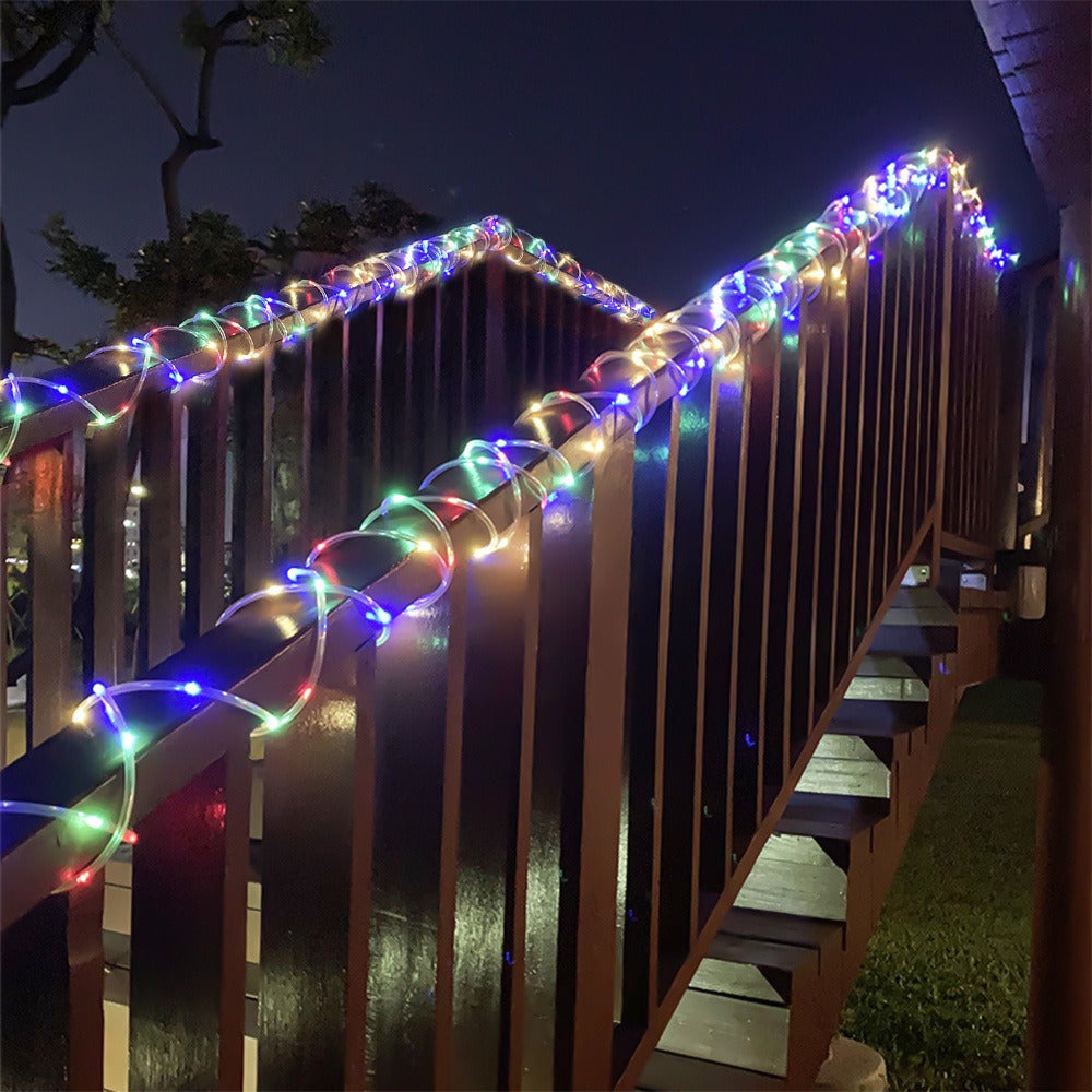 Solar Rope Lights Outdoor 33FT 100LED RGB – 8 Modes IP65 Waterproof String Lights for Garden, Patio, Party & Holiday Decor