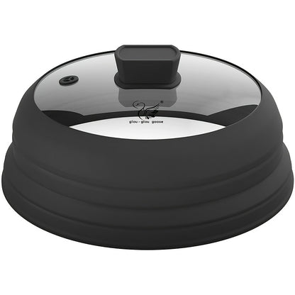 Collapsible Microwave Cover Splatter Guard with Silicone Handle - BPA Free Foldable Food Cover Lid for Microwave Oven 8.5 9.8 10.5 11.8 Inch in Black Red Grey Blue
