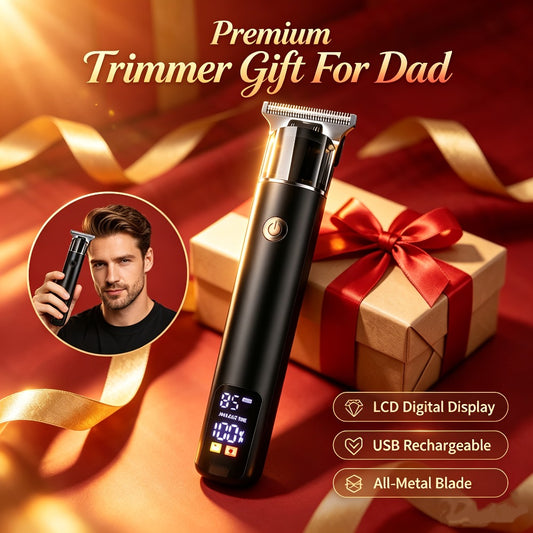 Men's Hair Clipper Professional Cordless – Smart LCD Display, 6 Guide Combs, Electric Beard Trimmer, Type-C Fast Charge, Long Battery Life, Father's Day Grooming Gift