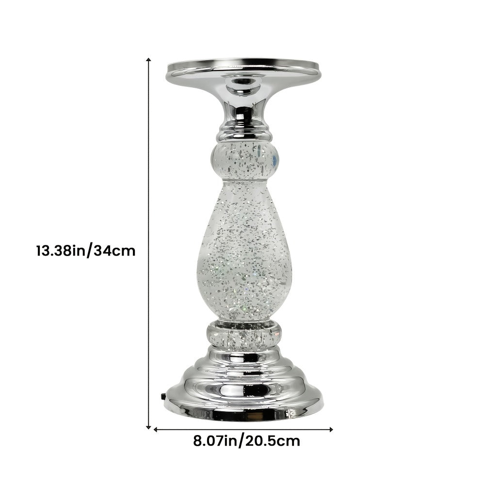 LED Candle Holder Swirling Acrylic Water Lantern Pedestal Candlestick Table Centerpiece for Wedding Party Birthday Anniversary Christmas Housewarming Gift Silvery Golden