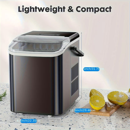 Countertop Ice Maker Machine Portable 9 Bullet Ice Cubes in 6 Minutes 26.5 Lbs Per 24 Hours 1.5L Water Tank Self-Cleaning with Handle Basket Scoop for Home Kitchen Office Bar Party Camping RV