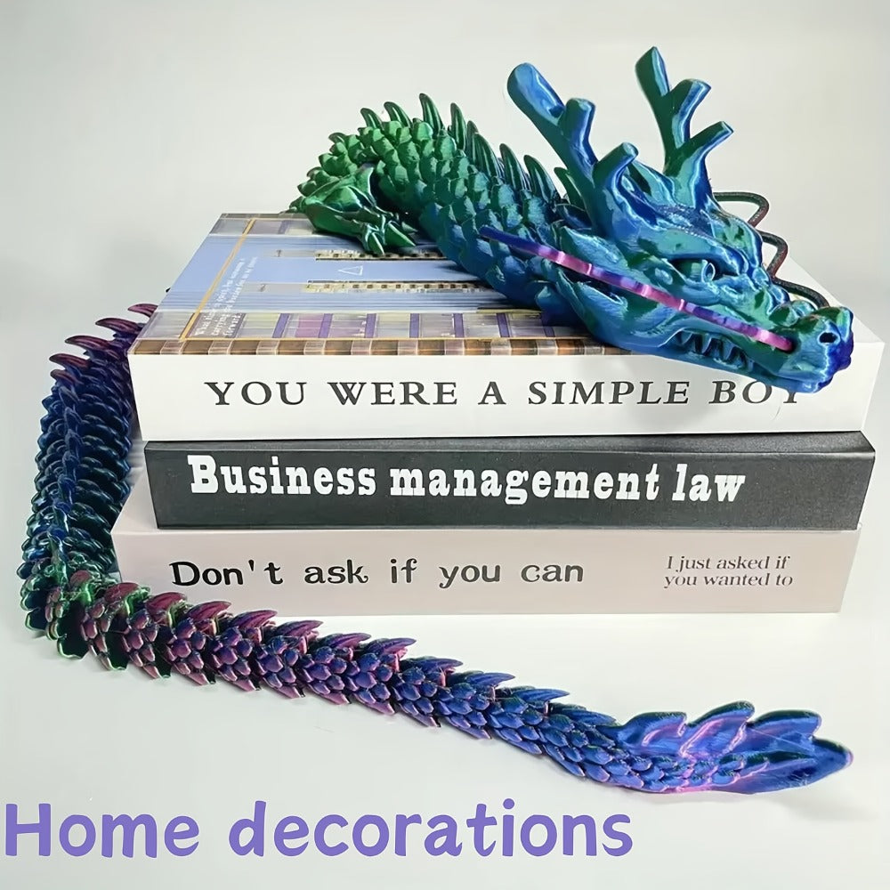 3D Printed Articulated Dragon Figurine 35.4" Giant Poseable Chinese Dragon Collectible Sculpture | Flexible Joints Fantasy Desk Decor for Home Office Car | Unique Gift for Dragon Collectors Mom Dad