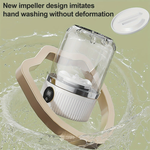 Portable Mini Washing Cup One-Button Start 2 Modes Impeller Hand-Wash Simulation Space-Saving Electric Mini Washer for Travel Camping Dorms Small Spaces White