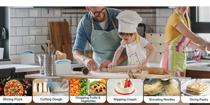 Dough Scraper Bench Scraper - Stainless Steel Dough Cutter with Silicone Handle & Measuring Scale, Multipurpose Pastry Scraper Pizza Spatula Baking Tool, Kitchen Gadget Gift, Blue Grey