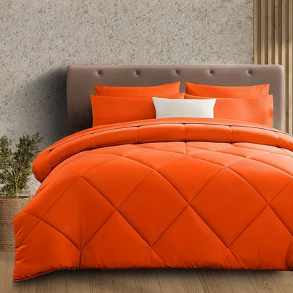 Cooling Comforter Set 2/3 Pcs – Soft Fluffy Microfiber Lightweight Breathable Quilt, Rhombus Grid Solid Color Bedding for All Seasons, Twin Queen King – Multiple Colors Available