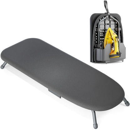 Tabletop Ironing Board Portable with Iron Holder & 2 Heat-Resistant Covers, Compact Small Ironing Board Metal Frame Non-Slip Feet for Home Travel Apartment Dorm, Space-Saving Desktop Iron Board Gift