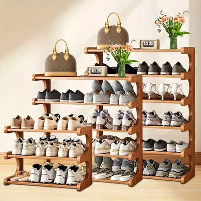 Bamboo Shoe Rack 3 5 6 Layer Widened Reinforced - Multi-Tier Shoe Storage Stand for Entryway Bedroom Living Room Garage, Space Saving Eco-Friendly Bamboo Shoe Organizer, Easy Assembly
