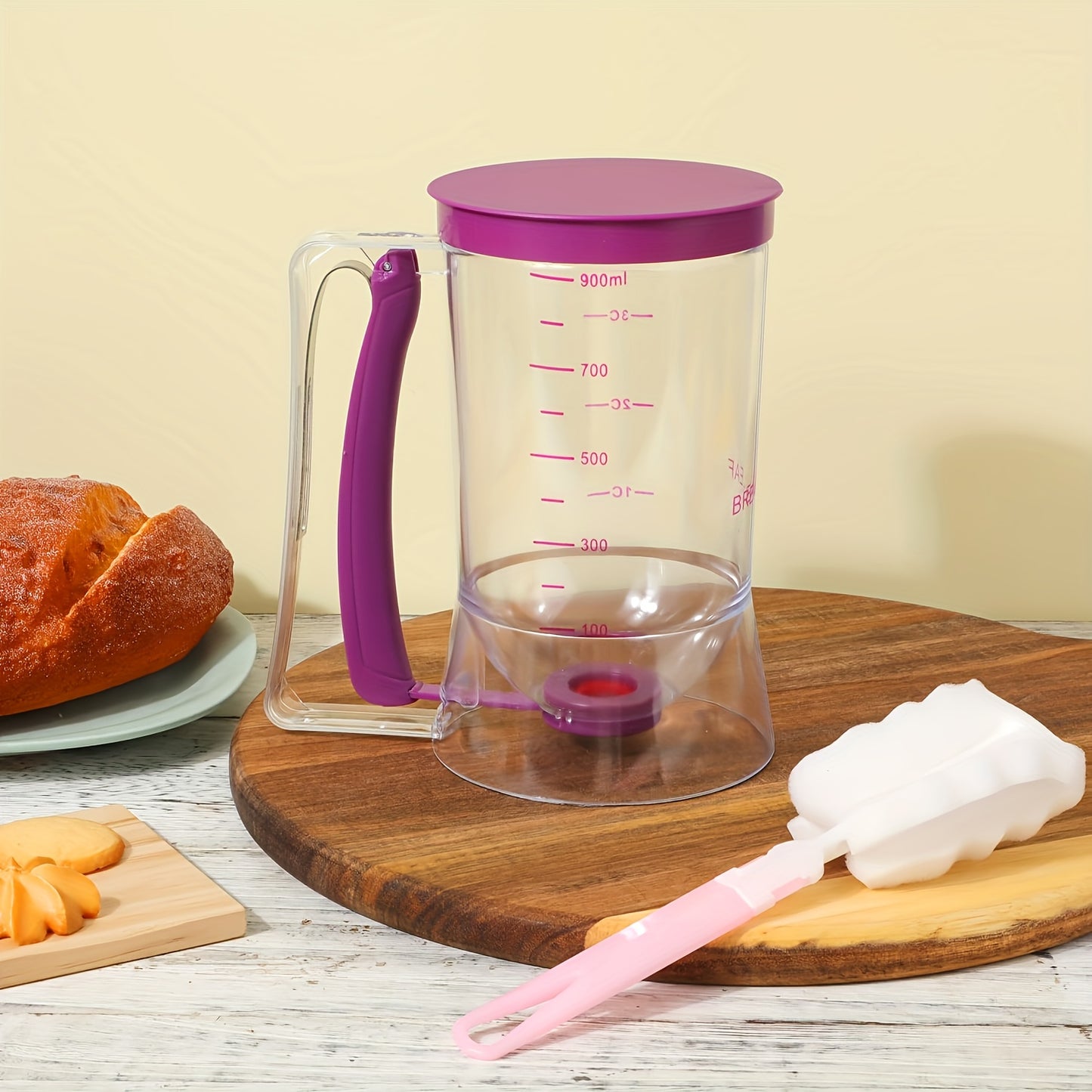 Pancake Batter Dispenser with Cleaning Brush – 2pcs Handheld Batter Separator & Squeeze Dispenser Set, Cupcake Batter Tool, Durable Kitchen Baking Gadget for Pancakes, Waffles & Cupcakes