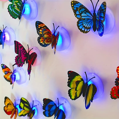 LED Butterfly Wall Stickers 30pcs 3D Glowing Butterfly Decorations Night Light Colorful Wall Decals for Bedroom Living Room Party Wedding Christmas Holiday Home Decor Random Color