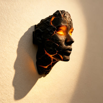 3D Shattered Soul Wall Lamp – LED Night Light Cracked Face Phantom Effect USB Powered Resin Wall Light for Bedroom Living Room Bar Cafe Home Decor, Easy Install Gothic Aesthetic Atmosphere Lamp