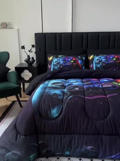Kids Comforter Set 3 Piece Soft Breathable Quilt with 2 Pillowcases - Digital Print Bedding Set for Bedroom Dorm, Twin Full Queen King, Boys Girls Bed Set