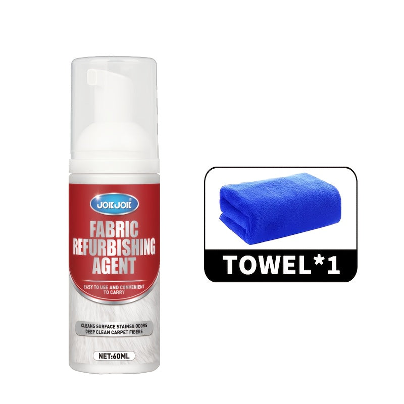 Fabric & Upholstery Cleaner Spray 2.03oz with Towel – Deep Stain Remover for Carpet, Sofa & Car Interior, Glycerin-Based Surfactant-Free Formula, Easy Spray Application for Home & Auto