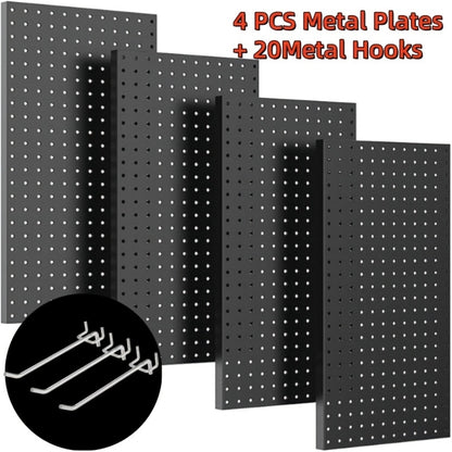 Pegboard Wall Organizer with Metal Hooks - Heavy Duty Garage Tool Storage Board for Workshop Warehouse Wall Mount - Space Saving Tool Rack System for Garage Organization