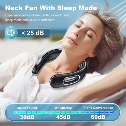 Neck Fan Portable Bladeless 360° Cooling, 16-Hour Battery Life, 4 Speed Settings, USB Rechargeable Hands-Free Wearable Personal Fan for Women and Men, Travel, Office, Outdoor, Camping and Stocking Stuffer