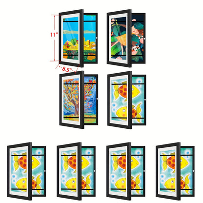 Kids Art Frame Changeable Front-Opening Display – Children Artwork Picture Frame for 8.5x11 & 10x12.5 Drawings, Paintings & School Projects, Perfect Christmas & Holiday Gift, White / Wood / Black, 2/4/8 Pack