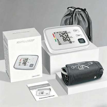 Blood Pressure Monitor Upper Arm - ALPHAMED U80E Automatic Digital Sphygmomanometer with Adjustable Cuff 8.7-17 Inch, 2×90 Group Memory, Large Display for Home Use, Battery Operated