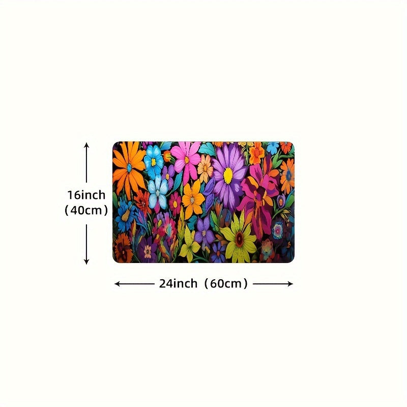 Kitchen Mat Floral Design – Soft Non-Slip Rectangular Rug, Machine Washable 100% Polyester Floor Mat for Kitchen, Bathroom, Laundry Room, Living Room & Bedroom