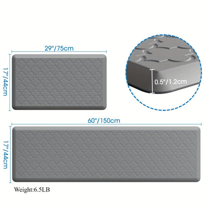 Anti Fatigue Kitchen Mat Set 2 Piece Cushioned Non-Slip Standing Mat for Kitchen Sink Office Laundry Floor Comfort