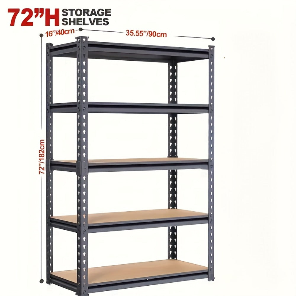 Heavy Duty Shelving Unit 5-Tier Metal Storage Shelves 2000 LBS Capacity, 60"H x 28"W x 12"D Adjustable Steel Rack for Garage, Closet, Pantry & Basement Organization, Easy Assembly Utility Shelf