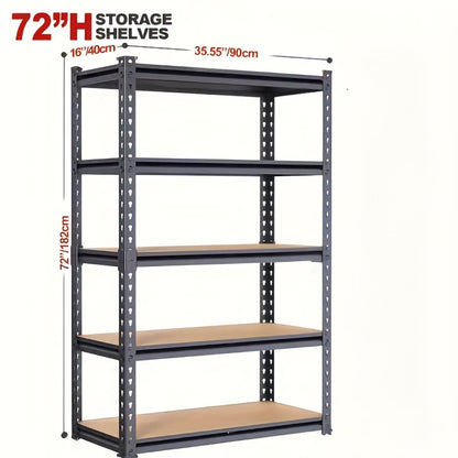Heavy Duty Shelving Unit 5-Tier Metal Storage Shelves 2000 LBS Capacity, 60"H x 28"W x 12"D Adjustable Steel Rack for Garage, Closet, Pantry & Basement Organization, Easy Assembly Utility Shelf