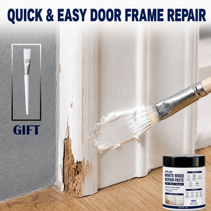 Wood Repair Filler Paste - White Trim Repair for Door Frames, Window Frames, Baseboards & Cabinets - Covers Scratches, Chips & Peeling Paint - Fast Drying Water-Based Formula