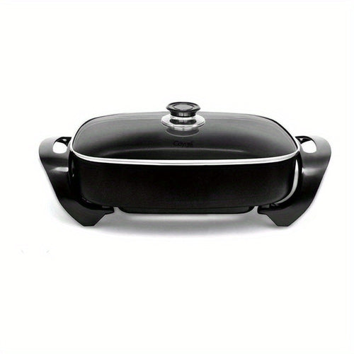 Electric Skillet 8 Quart Non-Stick Copper Deep Dish – 16x12 Large Electric Frying Pan with Tempered Glass Vented Lid, Adjustable Thermostat, Dishwasher Safe, Perfect for Family Meals & Entertaining