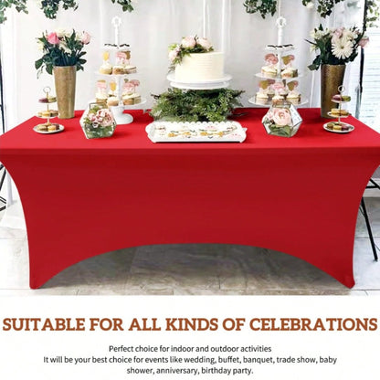 Spandex Tablecloth 6 Foot Rectangular Stretch Table Cover for Parties Weddings Banquets – Wrinkle-Free Full Coverage Fitted Table Cloth for Events
