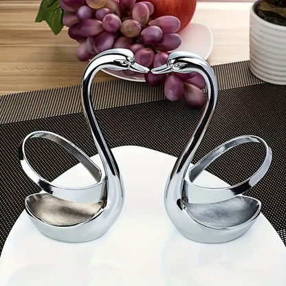 Swan Shaped Cutlery Rack Stainless Steel | Elegant Decorative Plate Holder Stand | Creative Metal Tableware Display for Party Wedding Dining Table Home Kitchen Decor