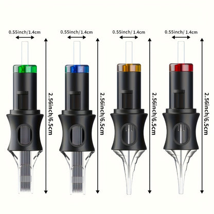 Tattoo Cartridge Needles 50pcs Mixed Size – POSEIDON V5 Disposable Round Liner, Shader & Curved Needles (5RL 7RL 9RL 5RS 7RS 9RS 7RM 7M1 15M1 15RM) with Safety Membrane