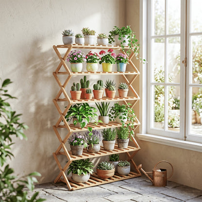Bamboo Shoe Rack Foldable Multi-Tier – Space-Saving Shoe Storage Shelf, Easy Assembly Standalone Organizer for Entryway, Hallway, Bedroom, Bathroom & Office – 6 or 8 Tier Options
