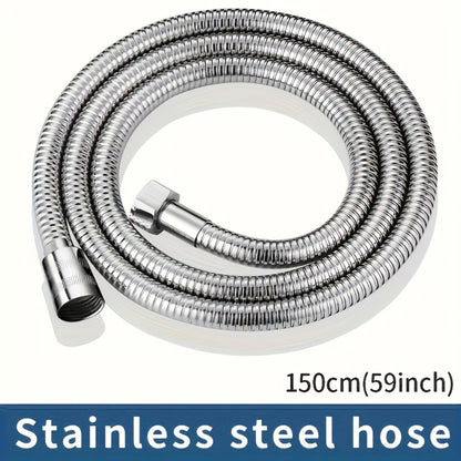 Flexible Stainless Steel Shower Hose Electroplated - Round Shape, Wall-Mounted Easy Install, for Rainfall Shower Heads & Sprayers, 59" / 78.7" / 118" Length Options, Chrome Finish