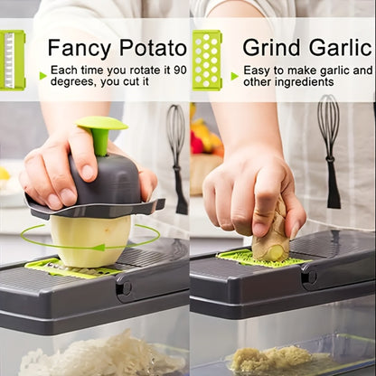 Vegetable Chopper Multifunctional Food Slicer Dicer Cutter 8 Blades Kitchen Tool Set