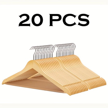 Premium Wooden Hangers with 360° Rotatable Hook & Shoulder Grooves | Slim Durable Wood Coat Suit Hangers | 10 20 30 Pack Closet Organizer in Natural & Champagne