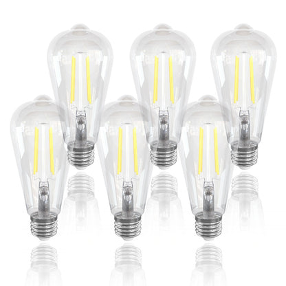 LED Edison Bulbs ST64 6 Pack 6W 60W Equivalent - E26 Vintage Filament Globe Bulb 700LM Flicker-Free Non-Dimmable, 2700K Warm White or 5000K Daylight White, 15000Hrs Lifespan for Chandelier Ceiling Fan Pendant Light Table Lamp Home Decor