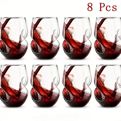 Geometric Twisted Cocktail Glasses 4 or 8 Pack – 400ml Wide Mouth BPA-Free Borosilicate Glass – Festive Drinkware for Whiskey, Beer & Tea – Thanksgiving, Christmas, New Year & Oktoberfest