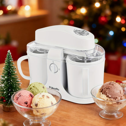 Ice Cream Maker Machine 33.81oz Dual Cup - Homemade Ice Cream, Frozen Yogurt & Fruit Smoothies, Detachable Easy-Clean Design, Electric Dessert Maker for Family & Kids, Perfect Christmas Gift