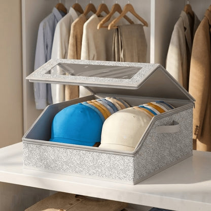 Baseball Cap Organizer for Closet – Large Hat Storage Box Holds 24 Ball Caps | Clear Window, Dustproof, Cardboard Inserts | Hat Rack Holder for Men & Women Bedroom Closet & Car