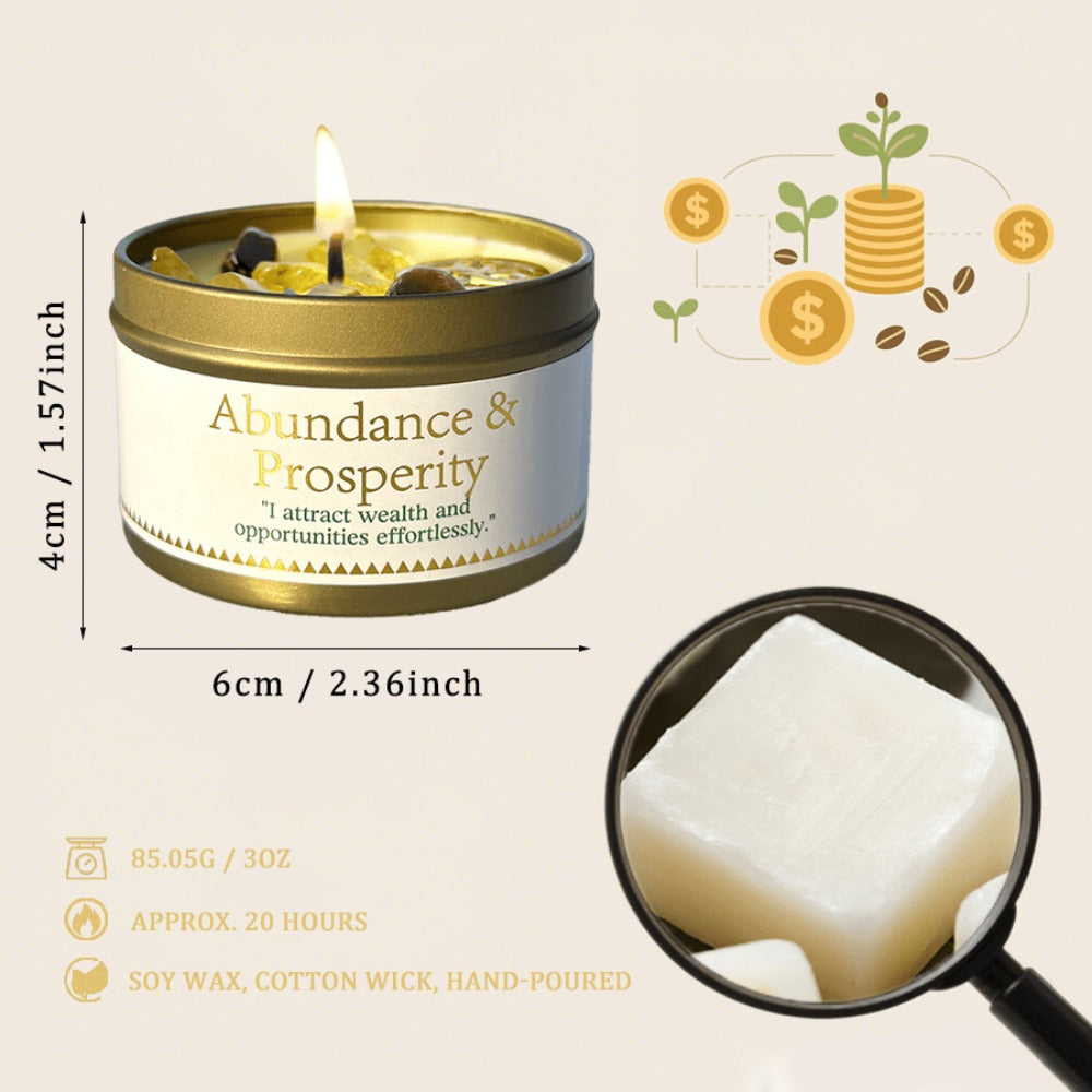Manifestation Candles Scented Soy Wax with Golden Crystal – Law of Attraction Abundance Candle for Meditation, Yoga & Focus | Spiritual Gift for Women with Guidance Card | Christmas, Birthday, New Year