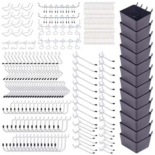 Pegboard Hooks Organizer Kit 278pcs with Bins – 1/8 & 1/4 Inch Peg Board Hook Assortment for Garage Wall Tool Storage | Hanging Storage Accessories for Workshop, Craft Room & Home Organization