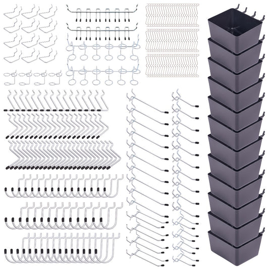 Pegboard Hooks Organizer Kit 278pcs with Bins – 1/8 & 1/4 Inch Peg Board Hook Assortment for Garage Wall Tool Storage | Hanging Storage Accessories for Workshop, Craft Room & Home Organization