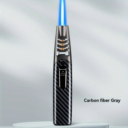 Kitchen Torch Lighter Carbon Fiber Windproof, Adjustable High-Temperature Flame with Safety Lock, Refillable Butane Culinary Torch for Baking, Creme Brulee, Caramel, Welding & Outdoor Use – Black & Gray (Butane Not Included)